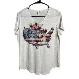 Women's White US Flag Top